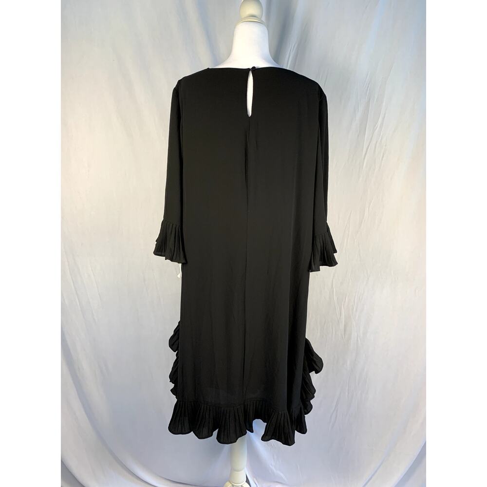MSK Plus Size Pleated Ruffle Dress Black Size 18W NWT - Picture 2 of 6